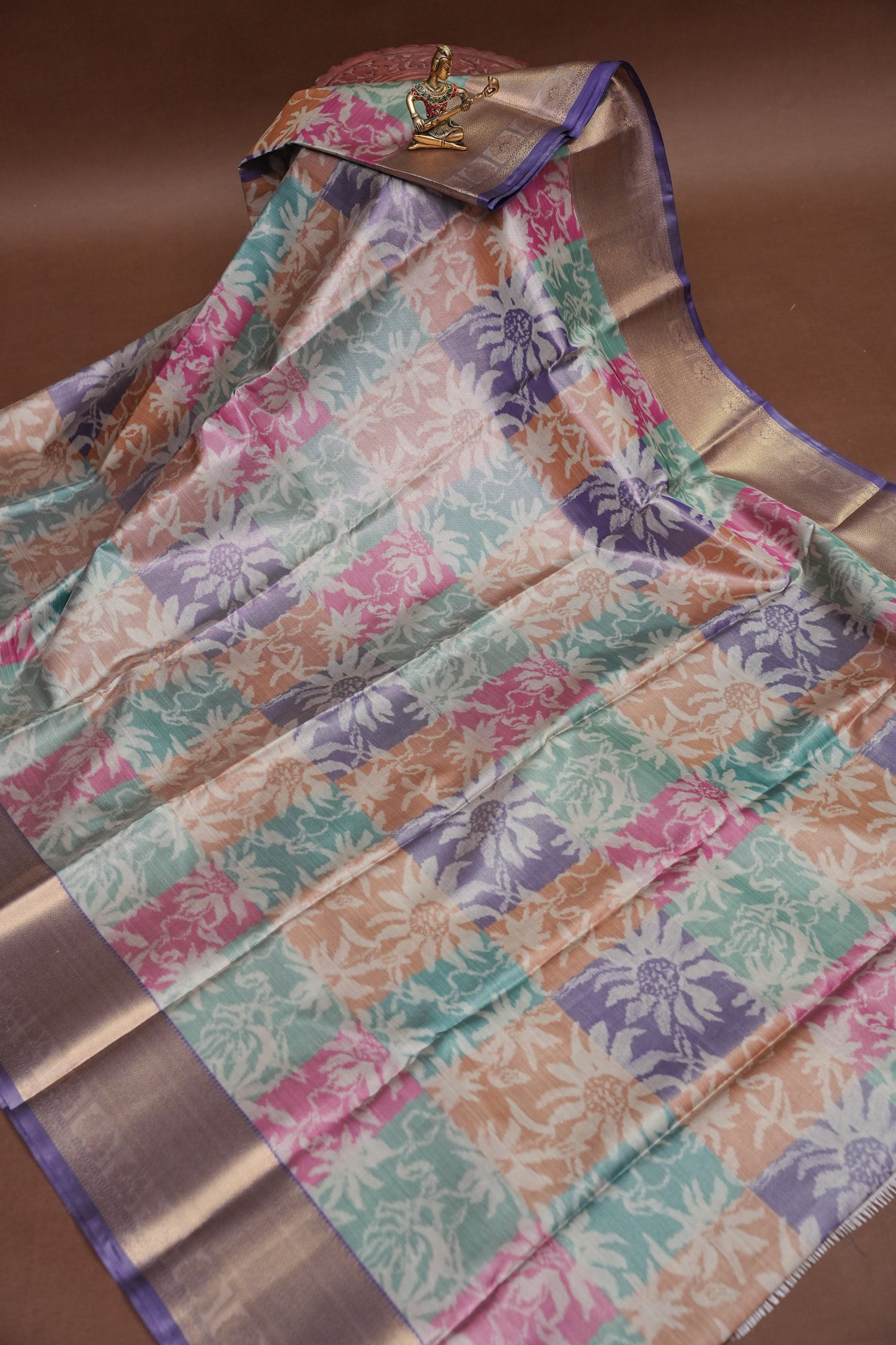 Digital Printed Semi Silk Saree - Pastel Nude