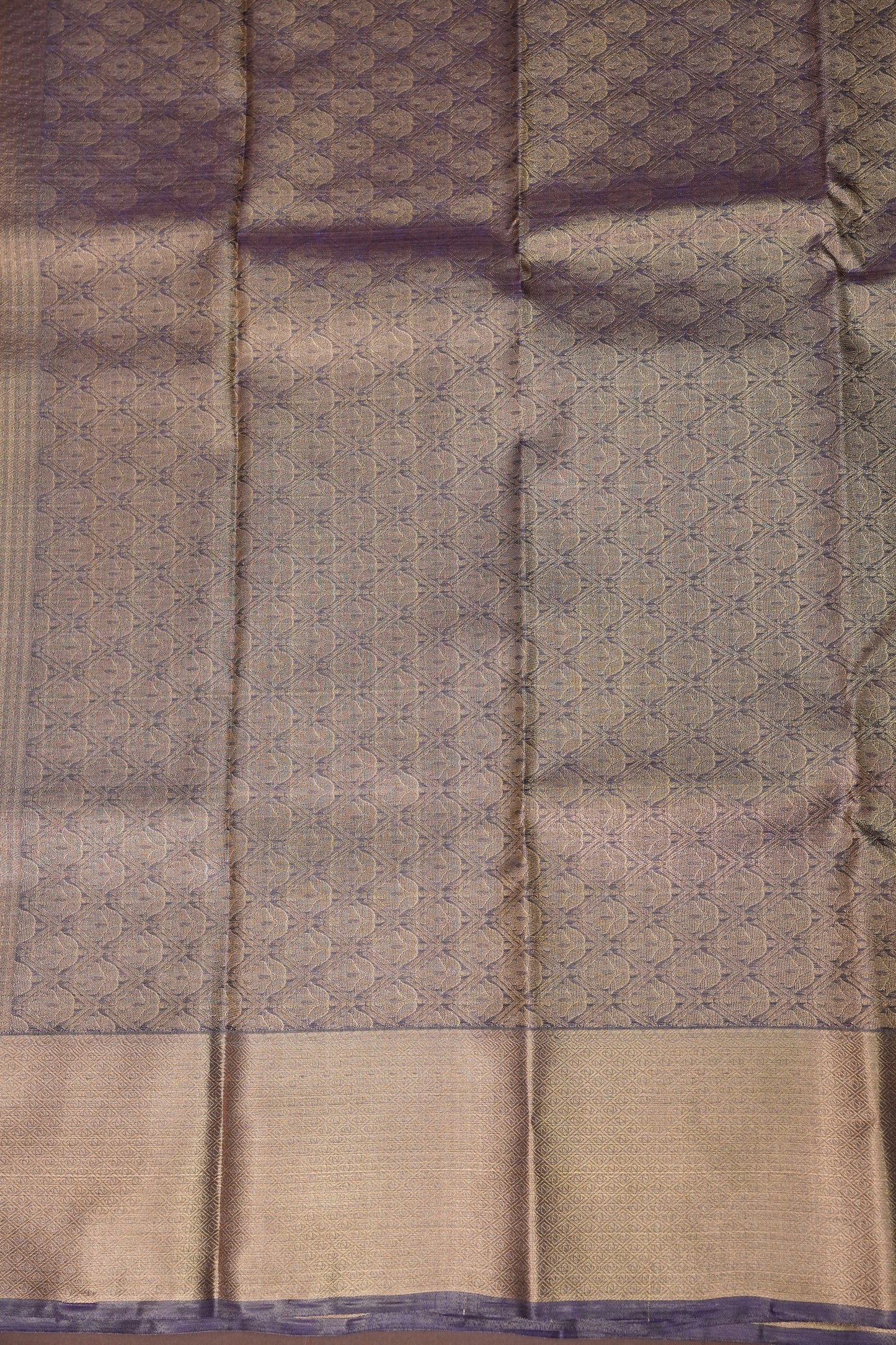 Digital Printed Semi Silk Saree - Muted Lavender Grey with Lime Yellow
