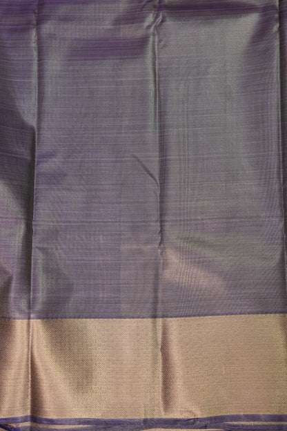 Digital Printed Semi Silk Saree - Muted Lavender Grey with Lime Yellow