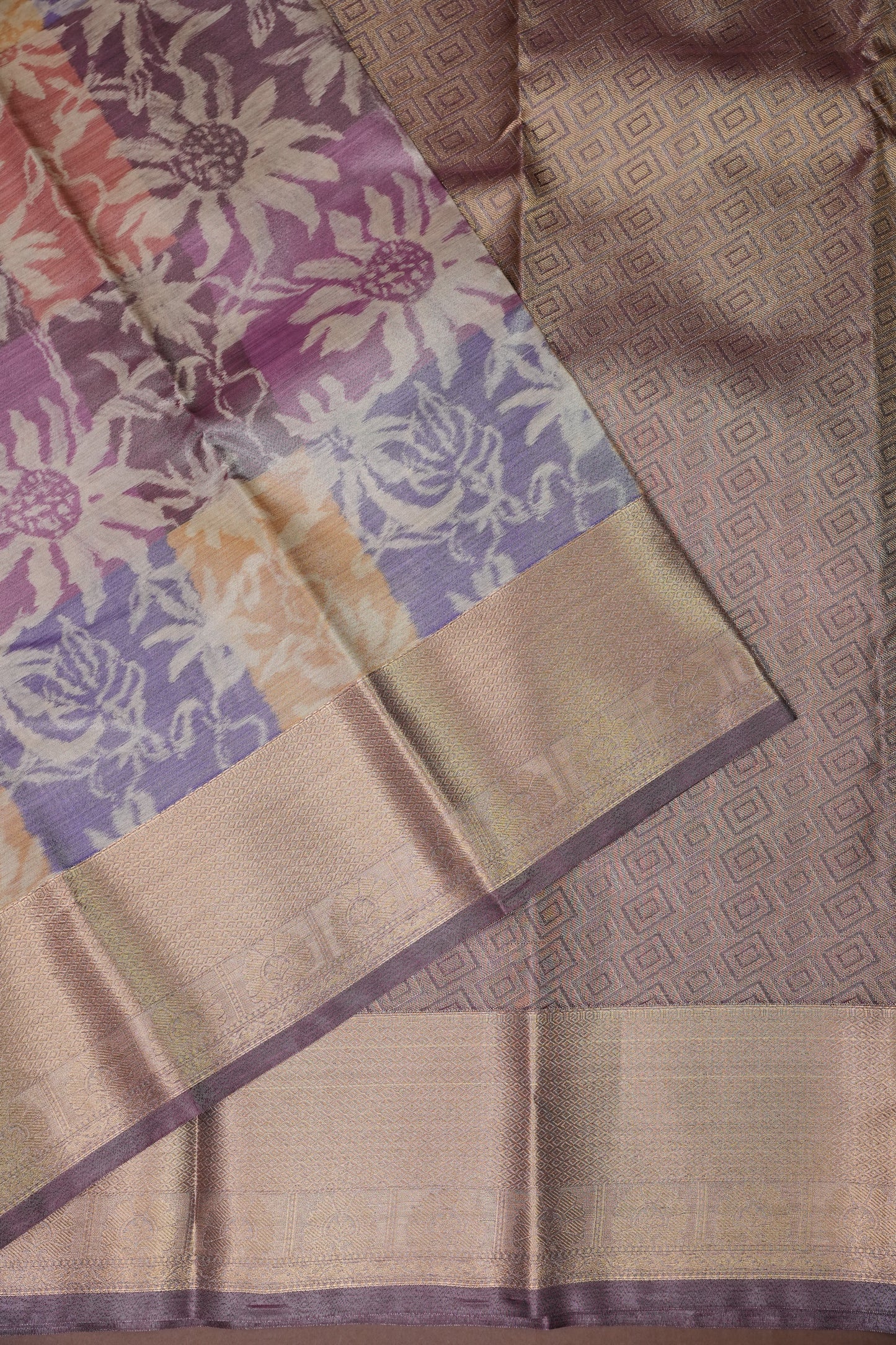 Digital Printed Semi Silk Saree - Pastel Multicolour