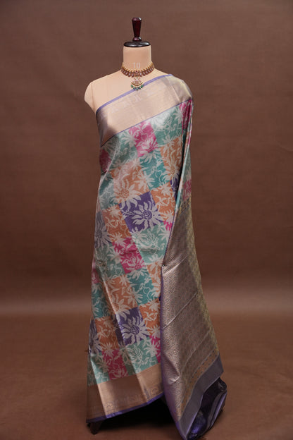 Digital Printed Semi Silk Saree - Pastel Nude