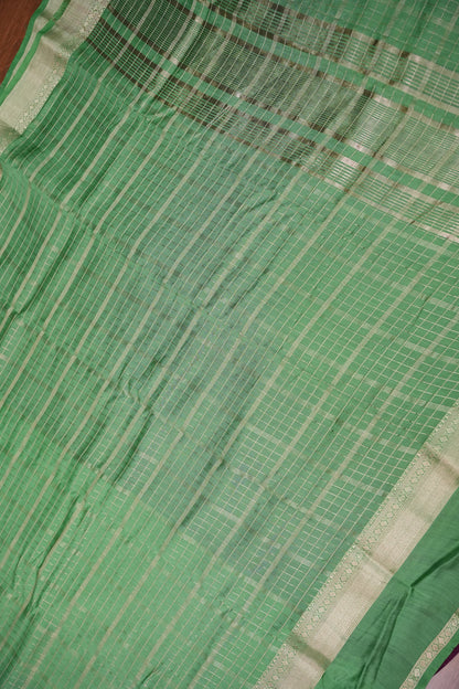 Soft Chanderi Silk Cotton Saree – Mint Green