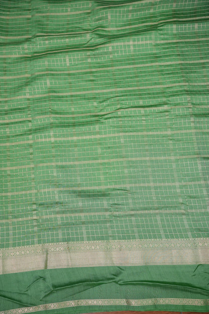 Soft Chanderi Silk Cotton Saree – Mint Green