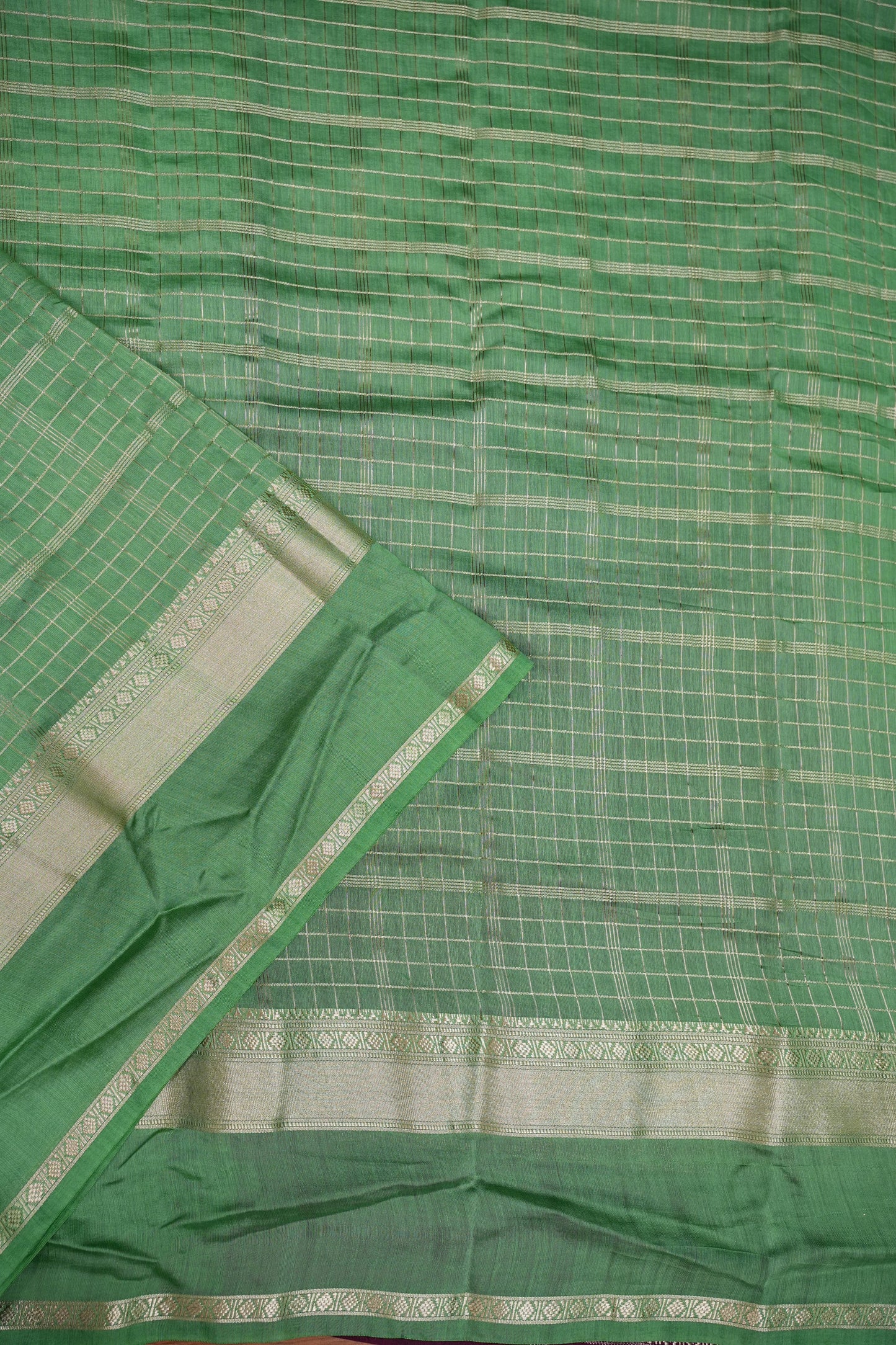 Soft Chanderi Silk Cotton Saree – Mint Green