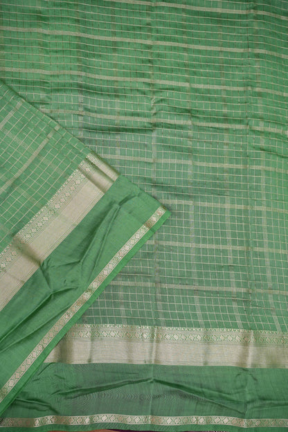 Soft Chanderi Silk Cotton Saree – Mint Green