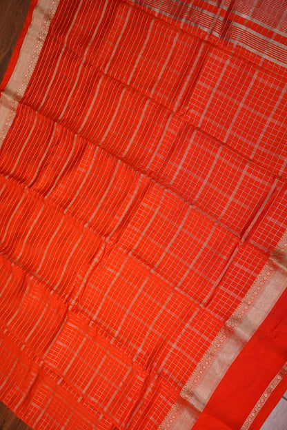 Soft Chanderi Silk Cotton Saree – Orange