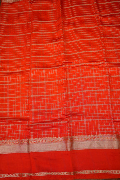 Soft Chanderi Silk Cotton Saree – Orange