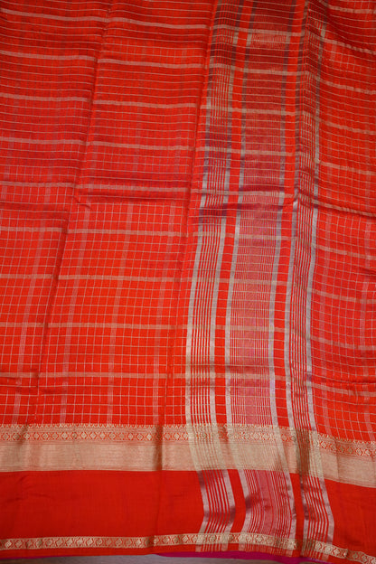 Soft Chanderi Silk Cotton Saree – Orange