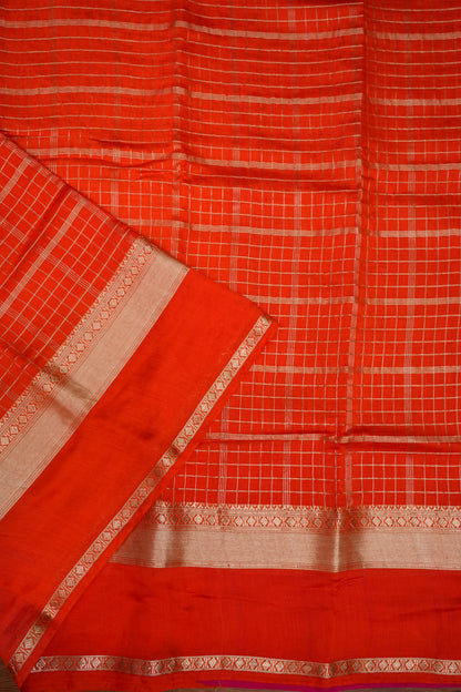 Soft Chanderi Silk Cotton Saree – Orange