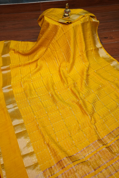 Soft Chanderi Silk Cotton Saree – Yellow