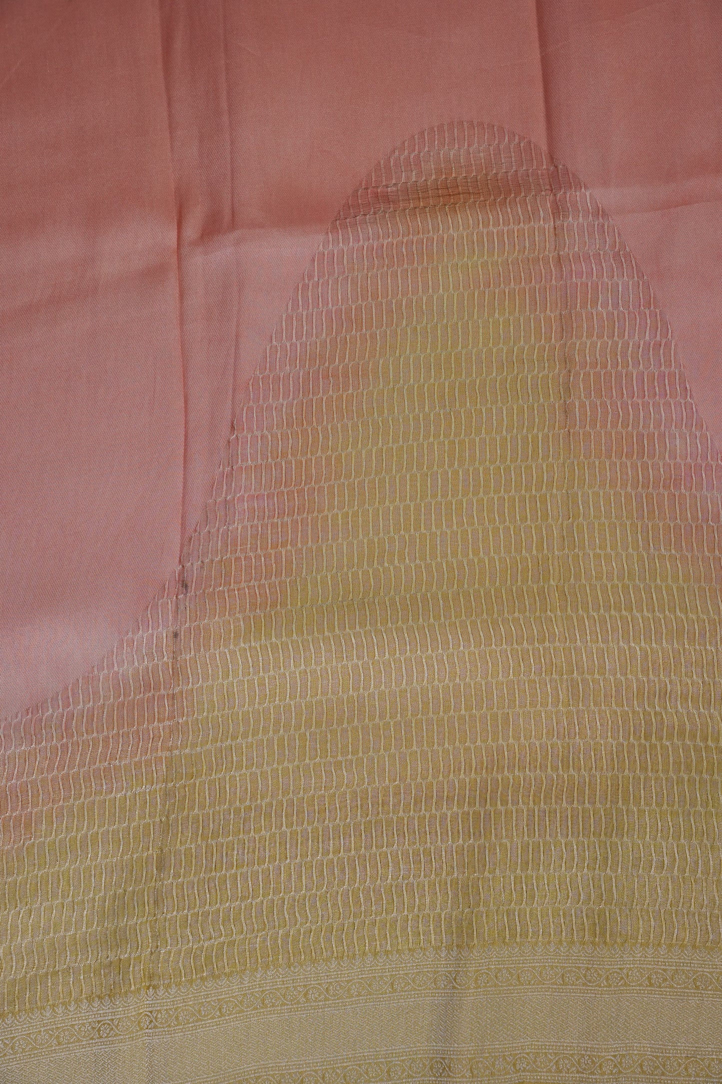 Soft Banarasi Silk Saree - Peach and Green