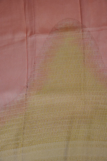 Soft Banarasi Silk Saree - Peach and Green