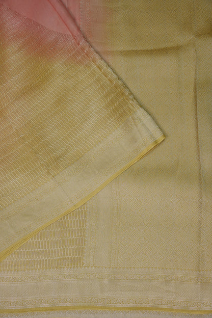 Soft Banarasi Silk Saree - Peach and Green
