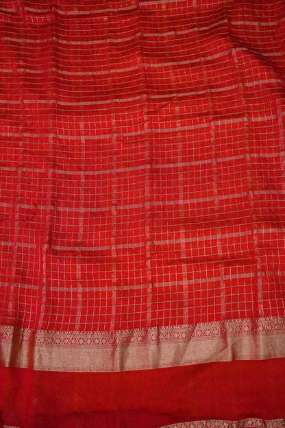 Soft Chanderi Silk Cotton Saree – Red
