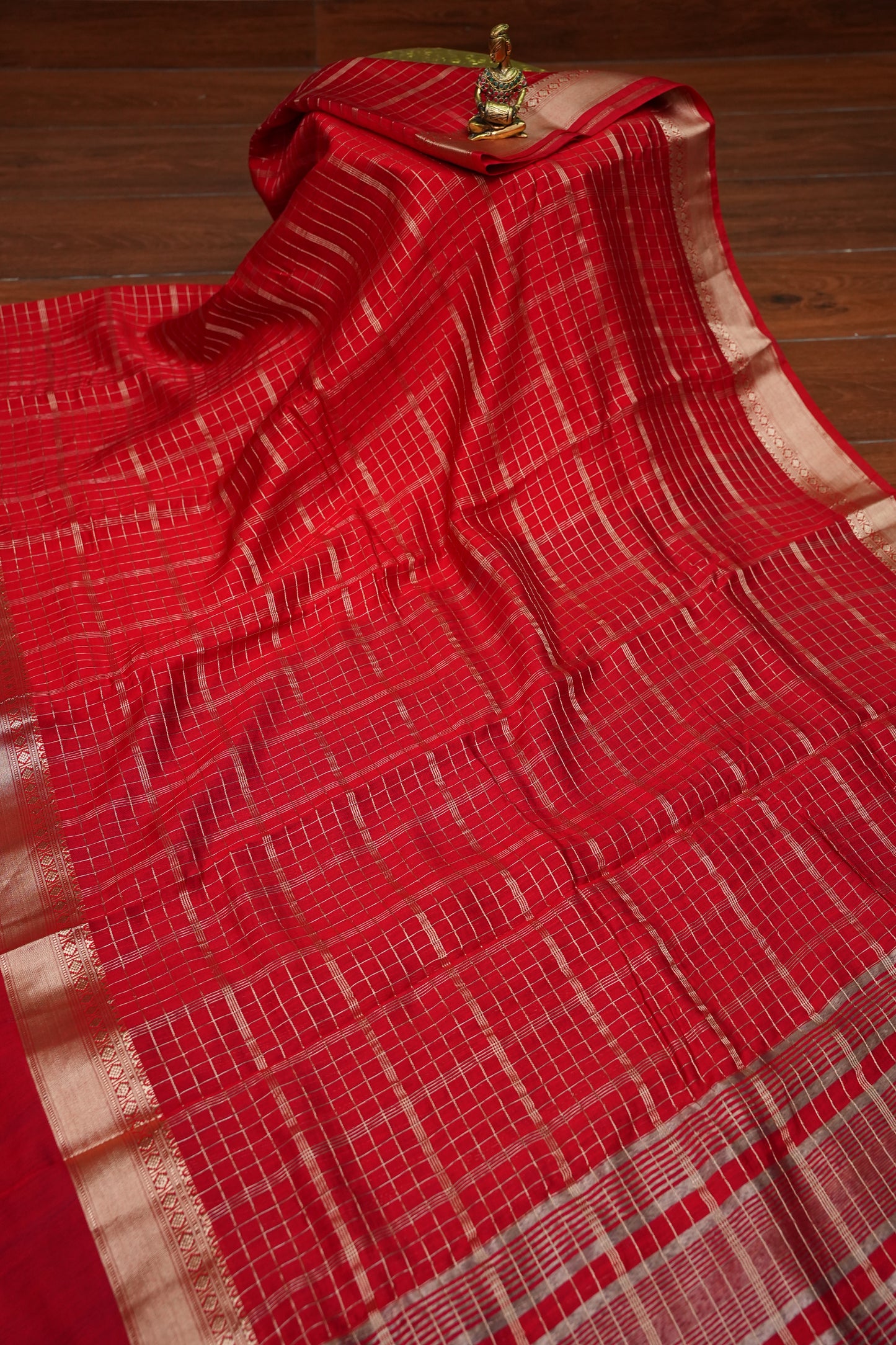 Soft Chanderi Silk Cotton Saree – Red