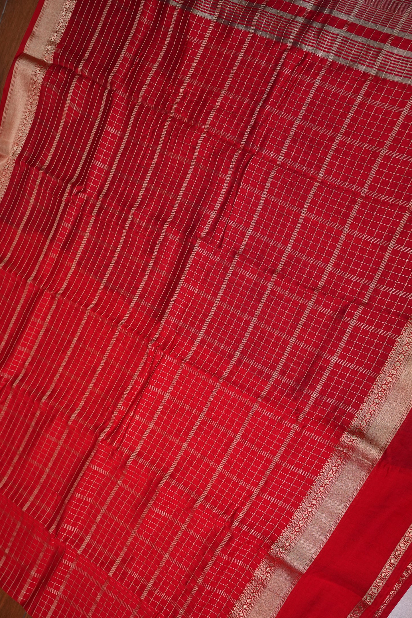 Soft Chanderi Silk Cotton Saree – Red