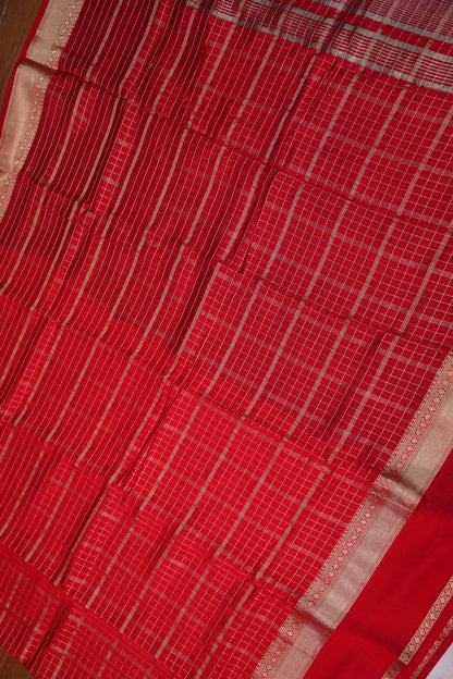 Soft Chanderi Silk Cotton Saree – Red