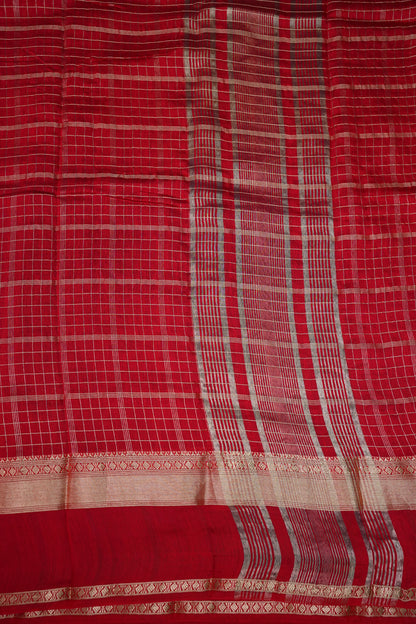 Soft Chanderi Silk Cotton Saree – Red