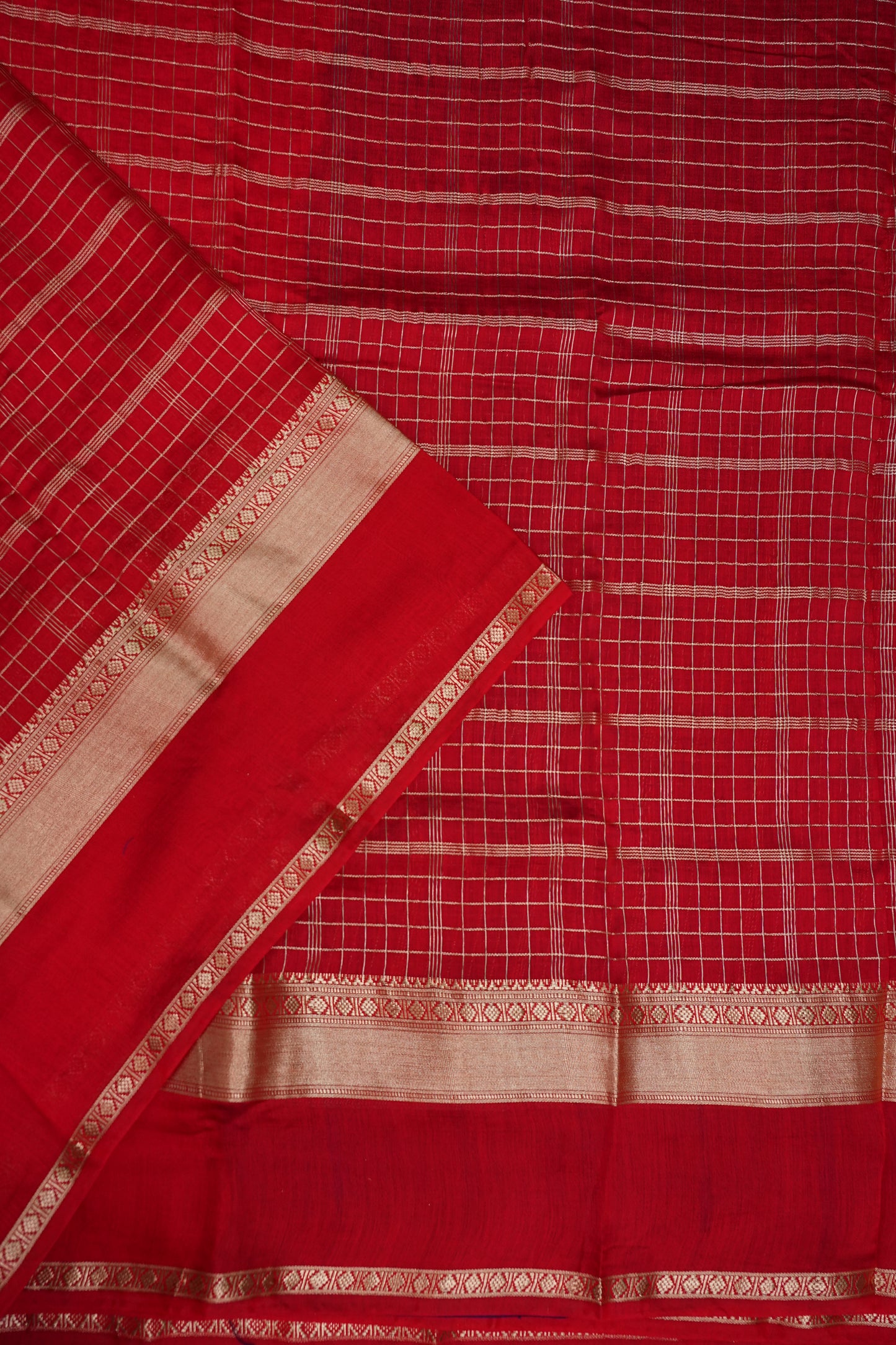 Soft Chanderi Silk Cotton Saree – Red