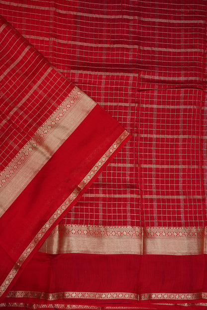 Soft Chanderi Silk Cotton Saree – Red