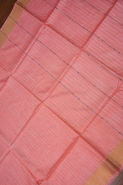 Semi Tussar Staple Saree - Peach