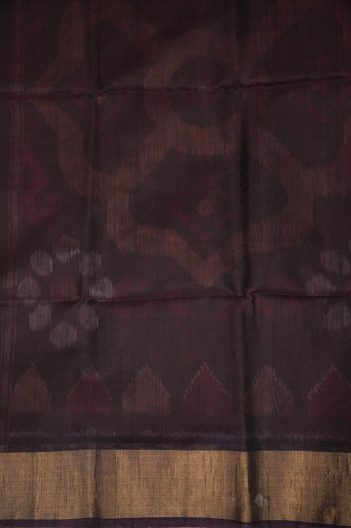 Pure Ikkat Silk Cotton Saree - Mustard with Coffee