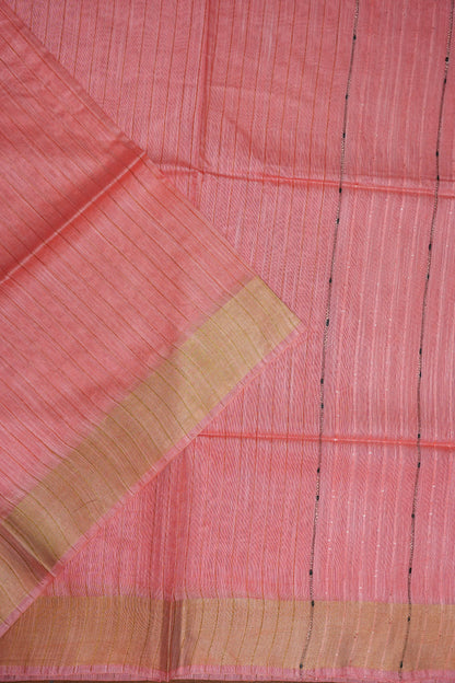 Semi Tussar Staple Saree - Peach