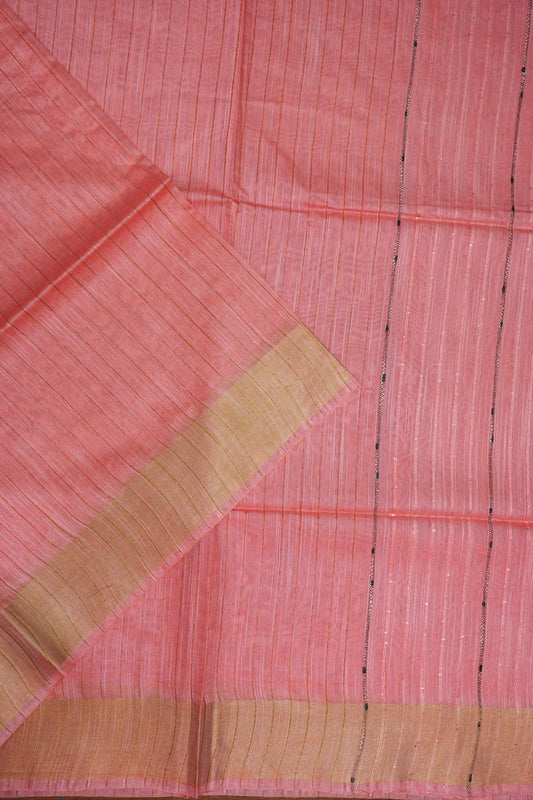 Semi Tussar Staple Saree - Peach