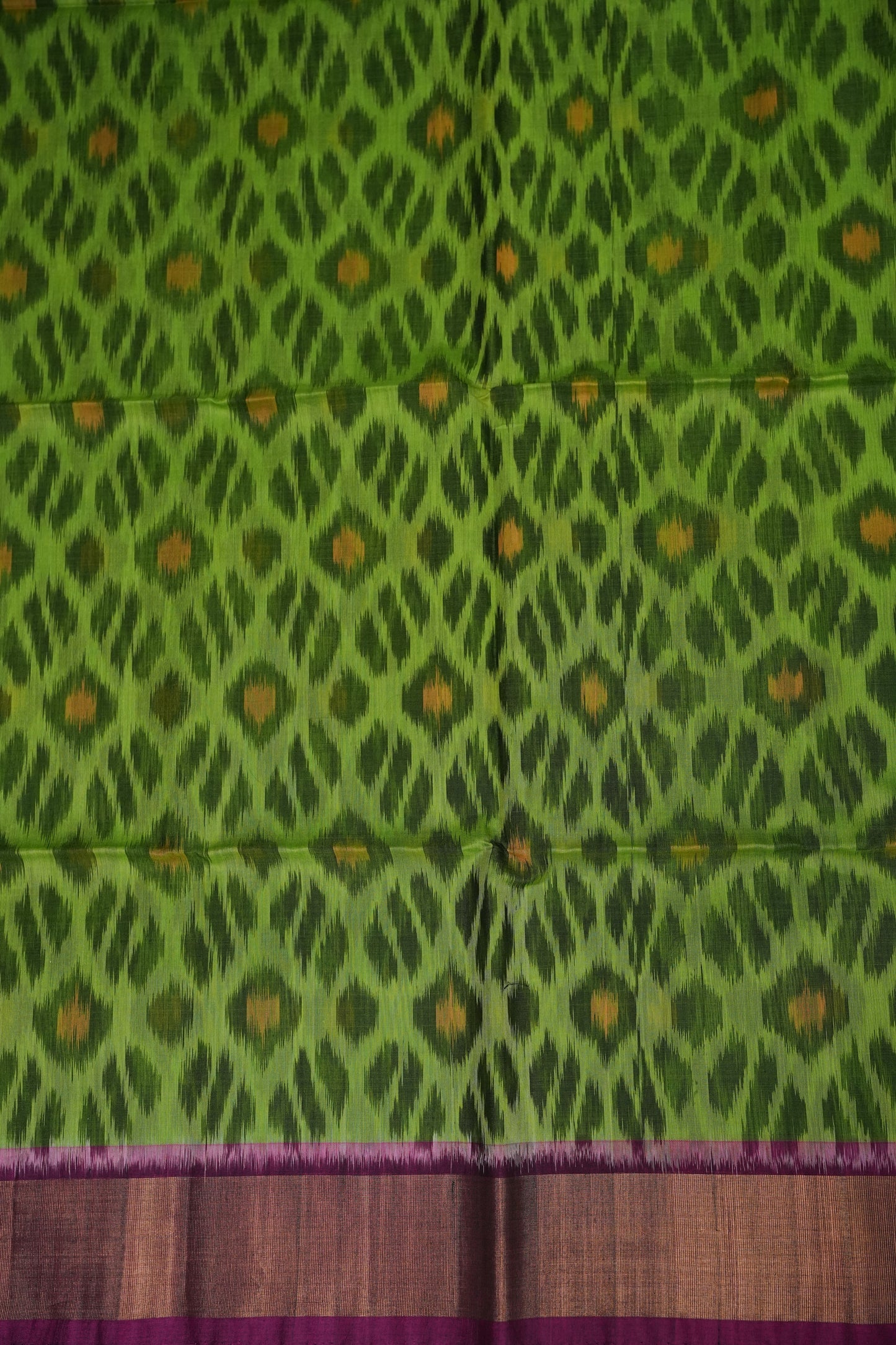 Pure Ikkat Silk Cotton Saree - Green & Purple
