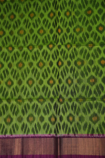 Pure Ikkat Silk Cotton Saree - Green & Purple
