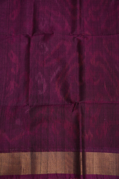 Pure Ikkat Silk Cotton Saree - Green & Purple