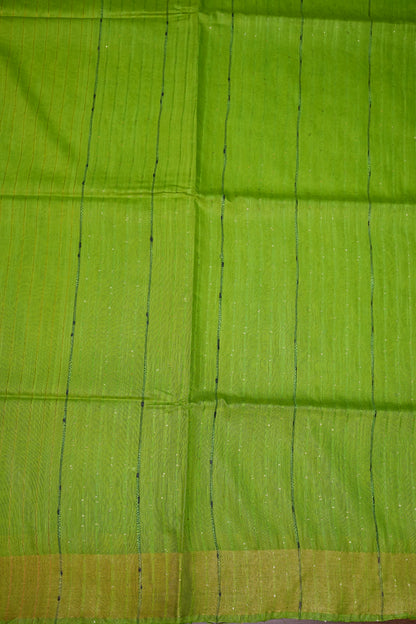 Semi Tussar Staple Saree - Green