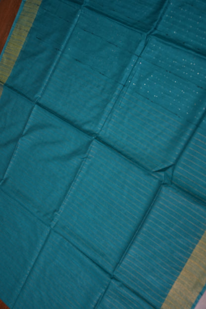 Semi Tussar Staple Saree - Peacock Blue