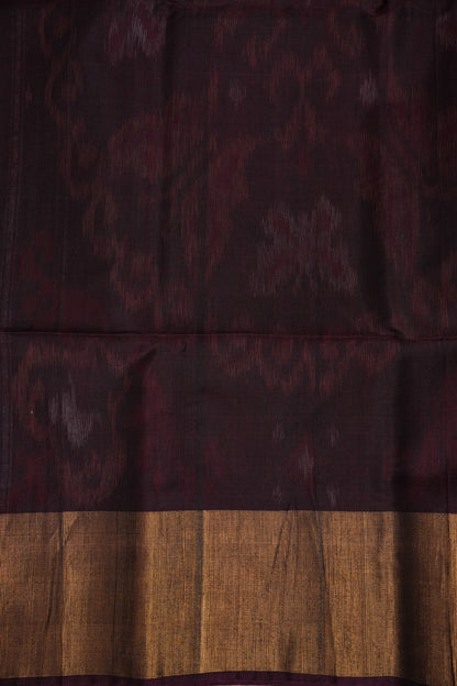 Pure Ikkat Silk Cotton Saree - Blue & Coffee