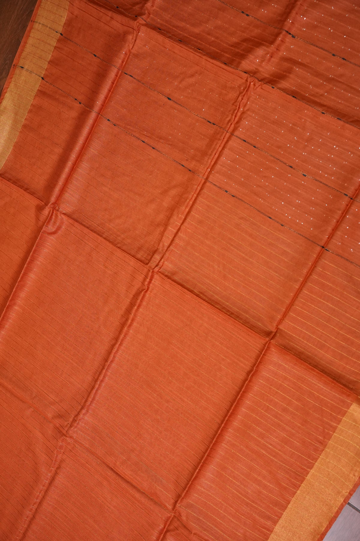Semi Tussar Staple Saree – Rust