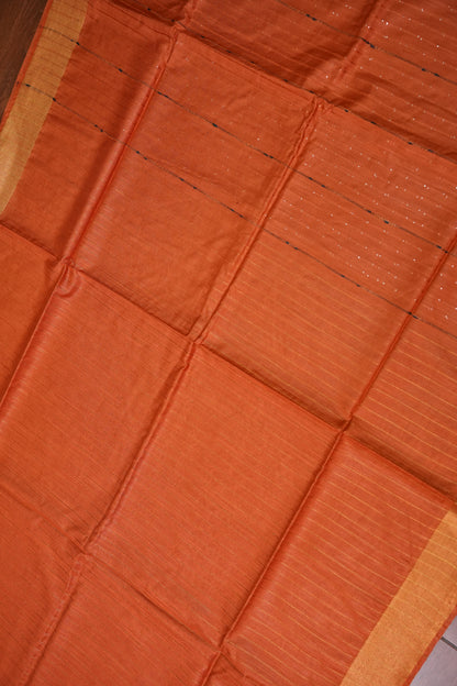 Semi Tussar Staple Saree – Rust