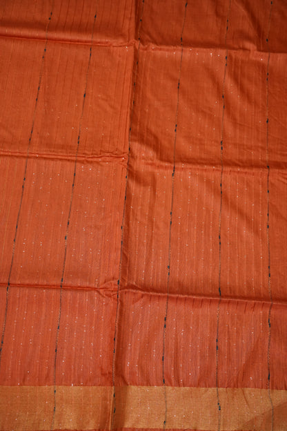 Semi Tussar Staple Saree – Rust