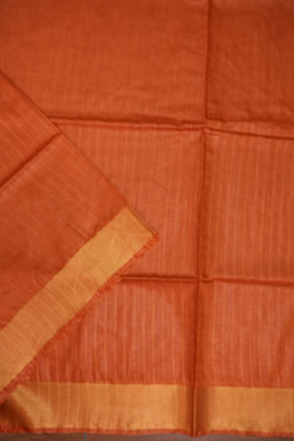 Semi Tussar Staple Saree – Rust