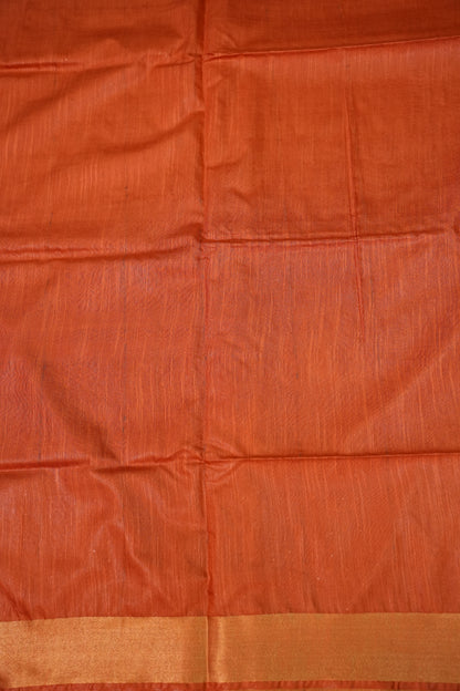 Semi Tussar Staple Saree – Rust