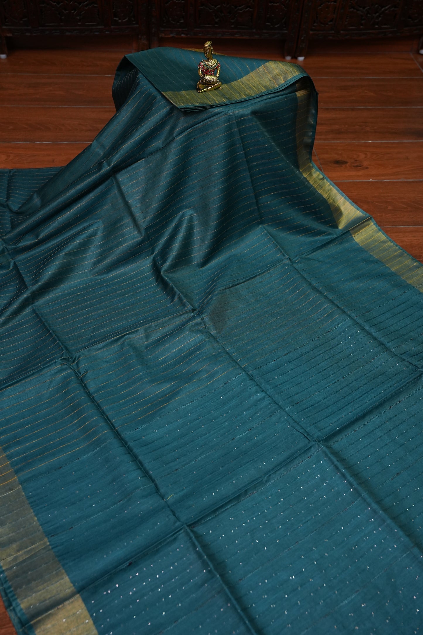 Semi Tussar Staple Saree – Teal