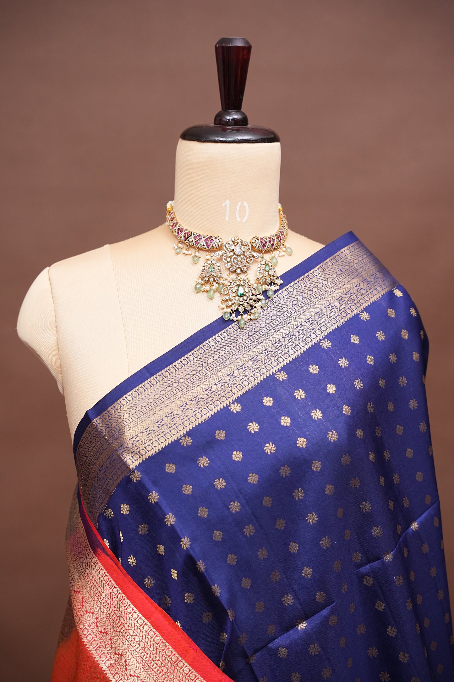 Pure Soft Silk Saree - Royal Blue and Orange
