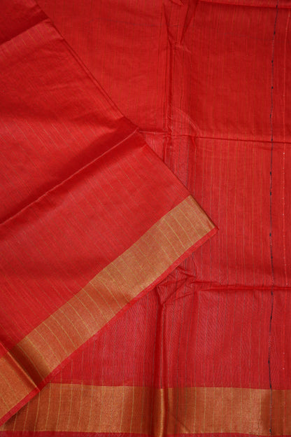 Semi Tussar Staple Saree – Red