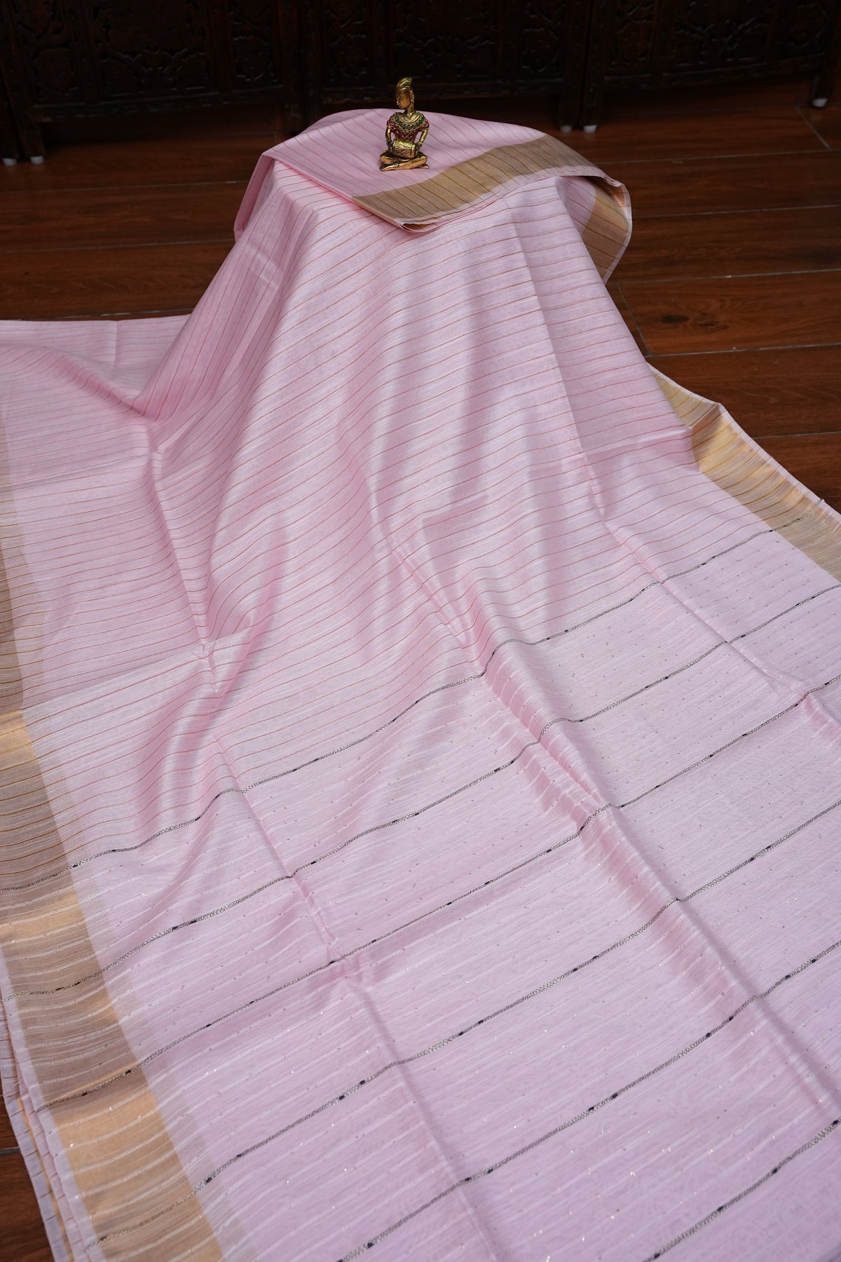 Semi Tussar Staple Saree – Baby Pink