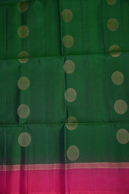 Emerald Green with Hot Pink Pure Soft Silk Saree|Silk Mark Certified
