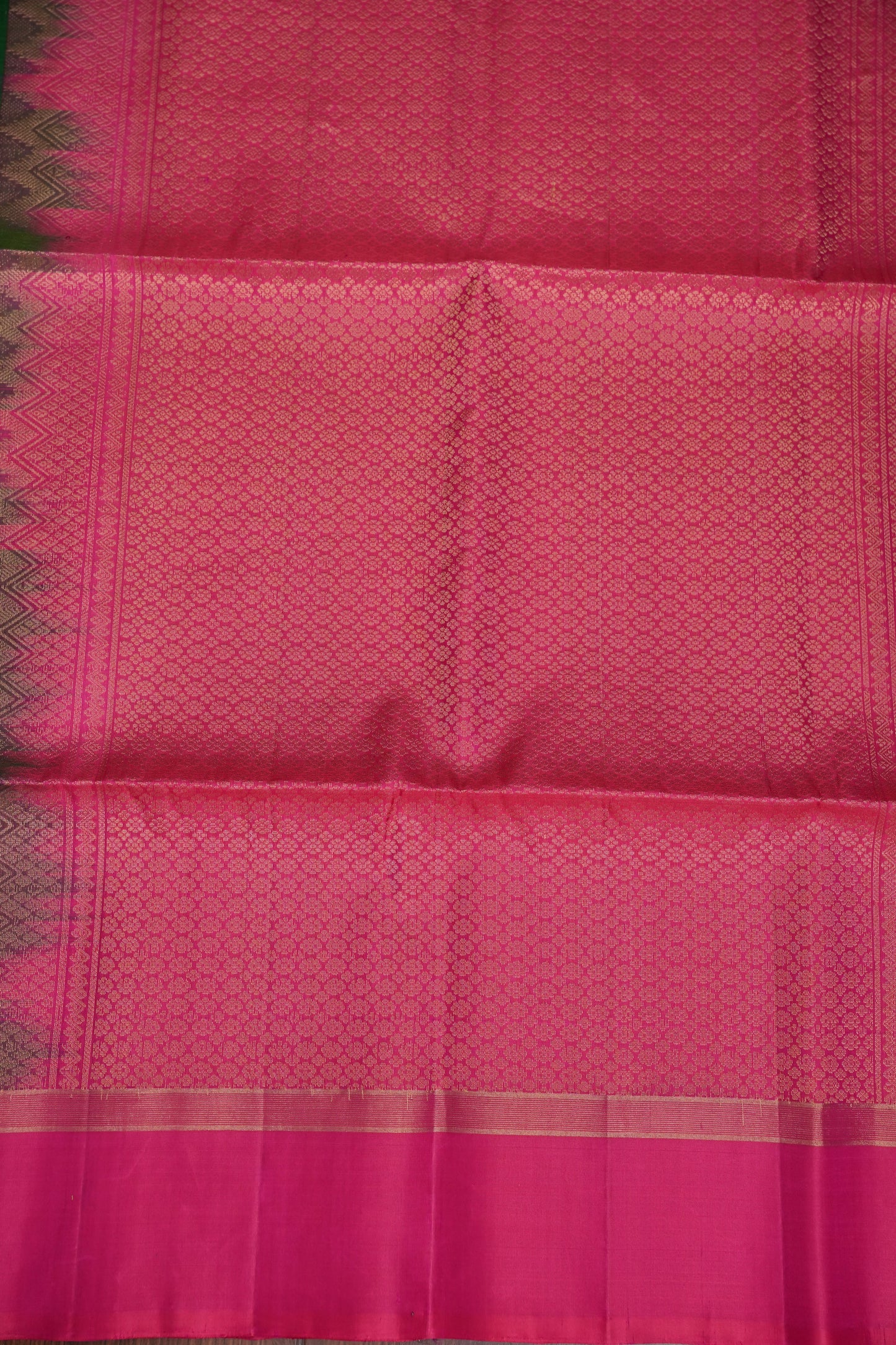 Emerald Green with Hot Pink Pure Soft Silk Saree|Silk Mark Certified