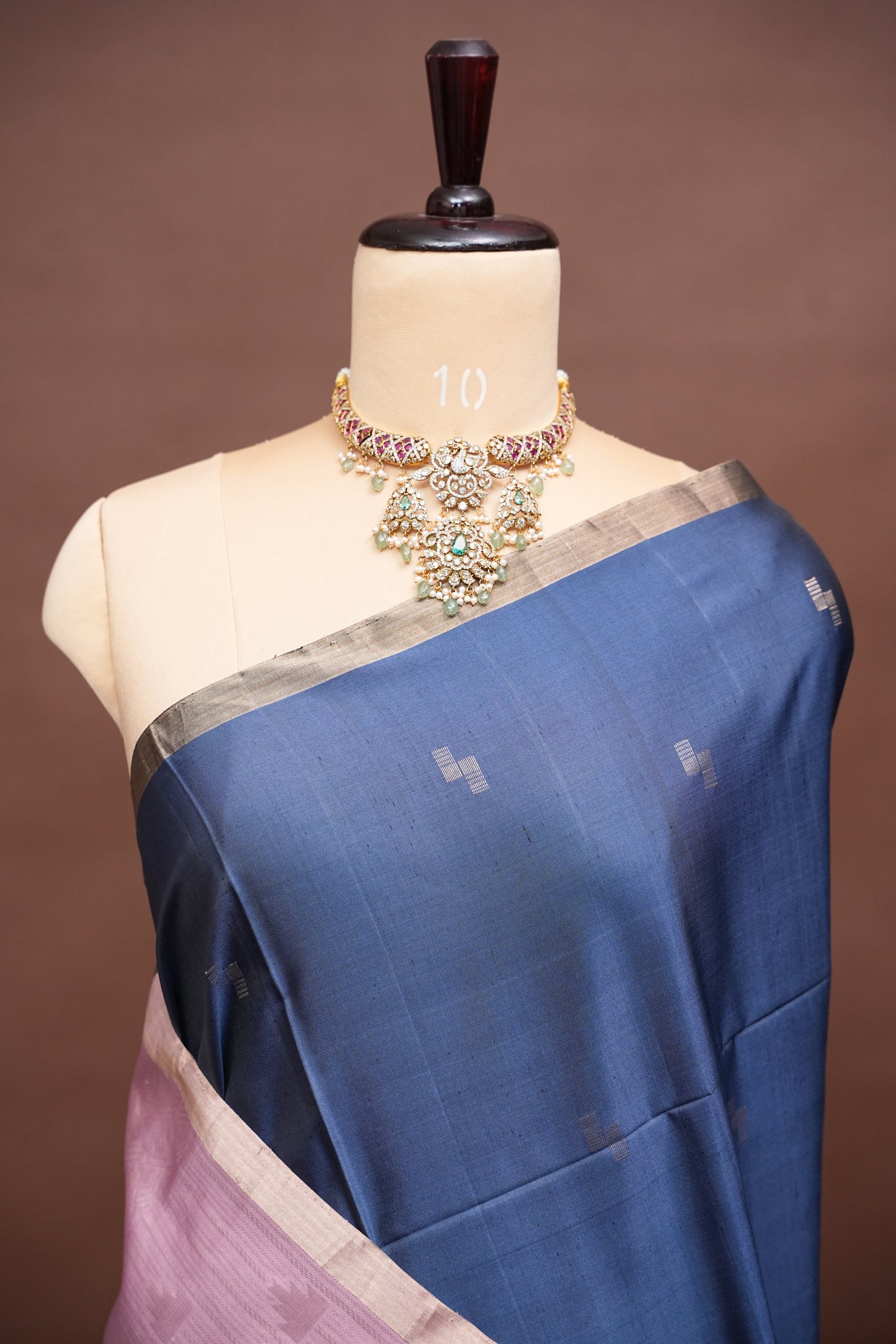 Pure Soft Silk Saree- Steel Blue & Blush Pink