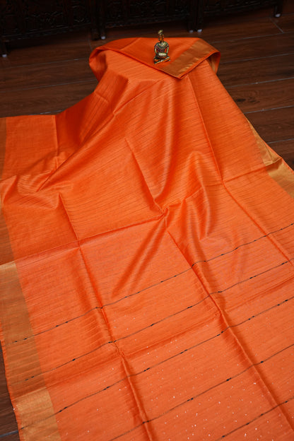 Semi Tussar Staple Saree – Orange