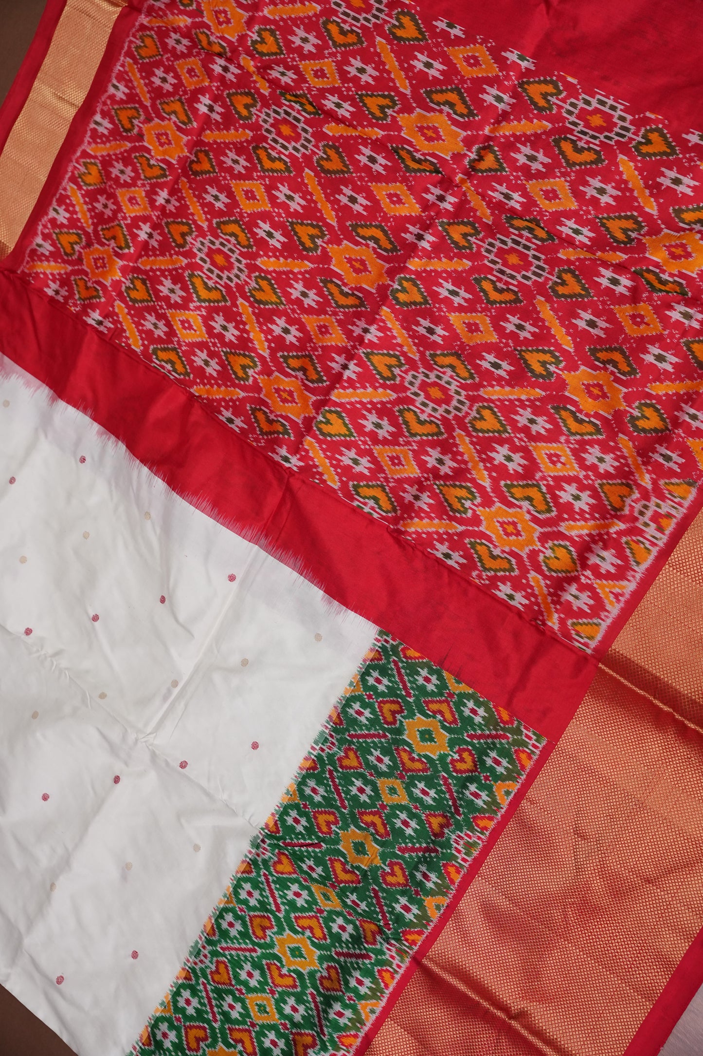 Pure Ikkat Soft Silk Saree - White
