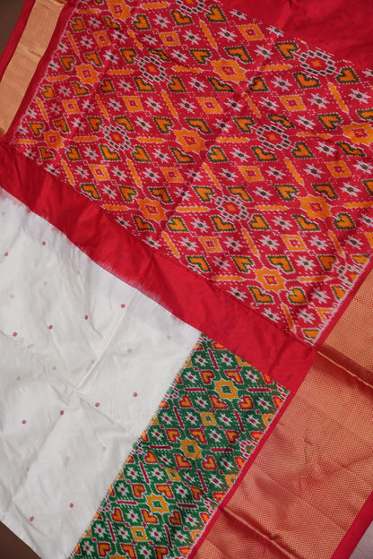 Pure Ikkat Soft Silk Saree - White
