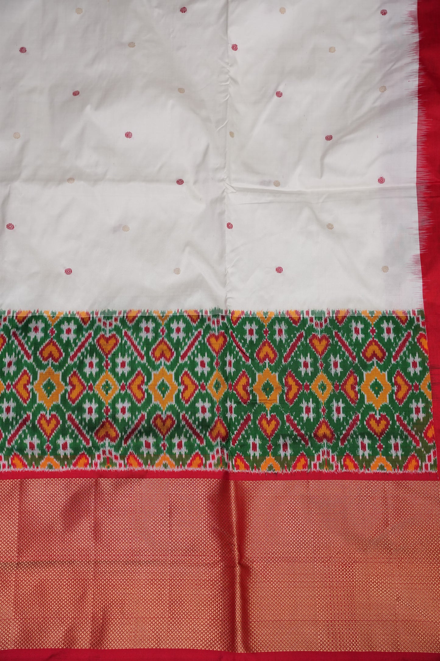 Pure Ikkat Soft Silk Saree - White
